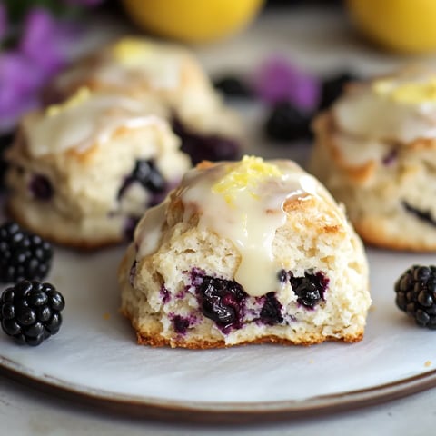 Délicieux scones aux mûres et glaçage citronné