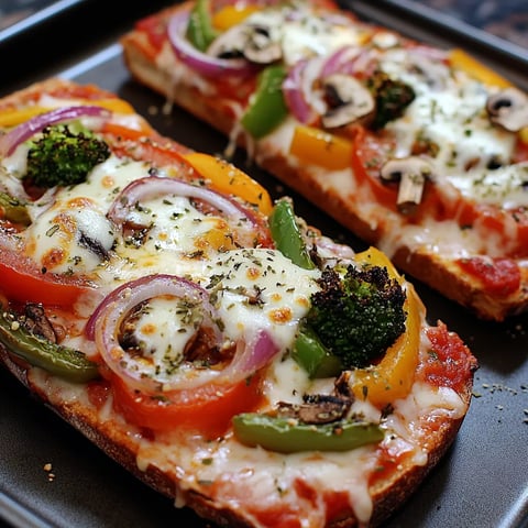 Pizza végétarienne et croquante sur pain français