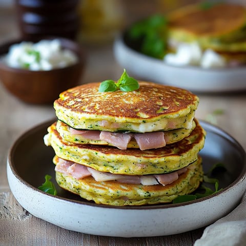 Courgette chèvre jambon pancakes