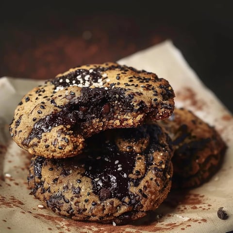 Biscuits croquants au caramel et sésame noir