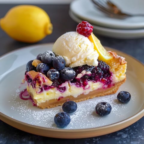 Délicieux dessert au citron et myrtille