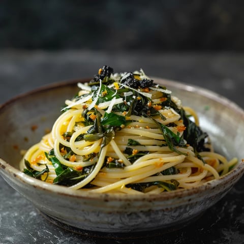 Délicieux spaghettis blettes truffe