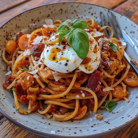 Pomodorini et guanciale savoureux