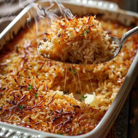 Plat de riz au beurre et oignons