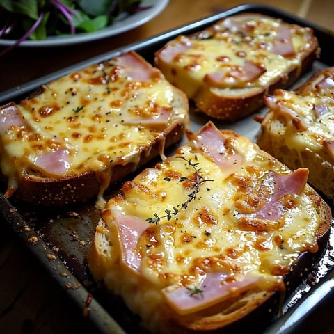 Délicieuses tartines jambon au fromage