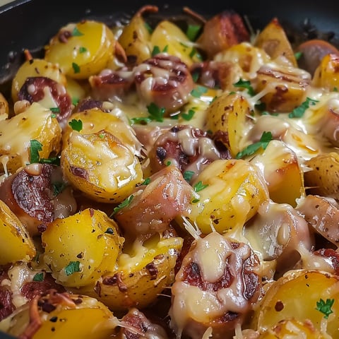 Pommes saucisse fromage fondant