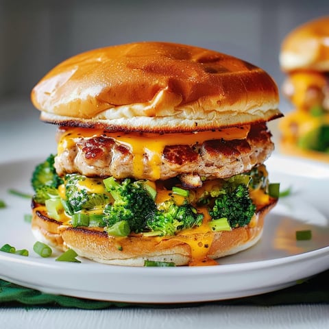 Des cheeseburgers au porc et brocoli