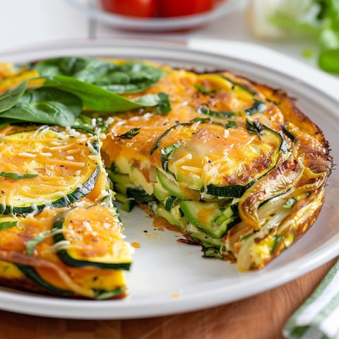 Un plateau avec une frittata mêlant légumes verts et cheddar.