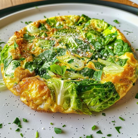 Une délicieuse frittata à la laitue présentée sur un plateau.