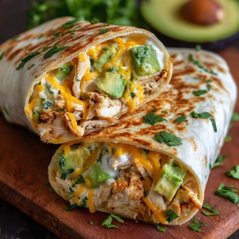 Burritos au Poulet, Avocat et Sauce Ranch.