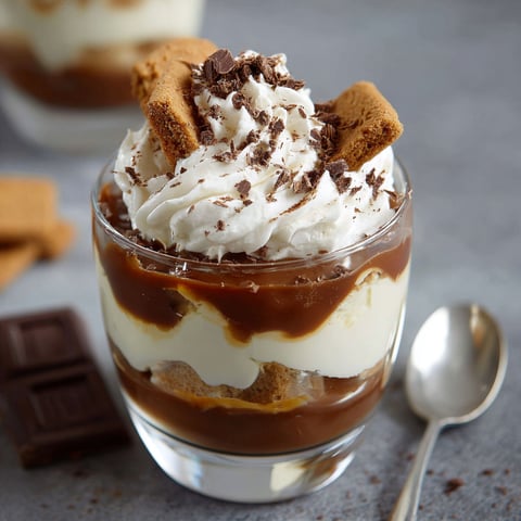 Une verrine à la crème chocolat et croutons de marshmallows.