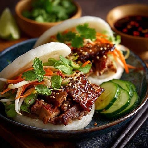Bo Bun, a delicious dish made with meat, vegetables, and a bun, is served in a bowl with a spoon.