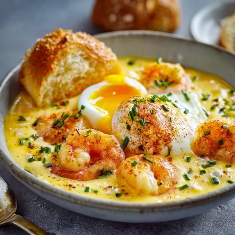 Une recette de bouillabaisse avec des oeufs et des crustacés.