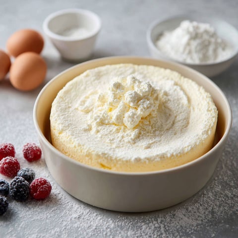 Un gâteau de crème et de fruits rouges, avec des œufs et du sucre, est prêt à être cuit.