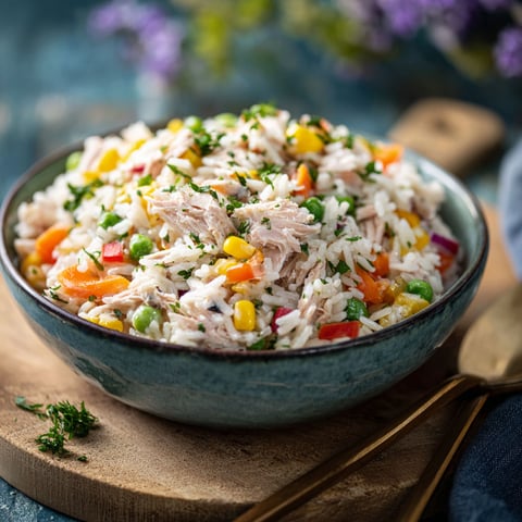 Salade de poulet et légumes dans un bol bleu.