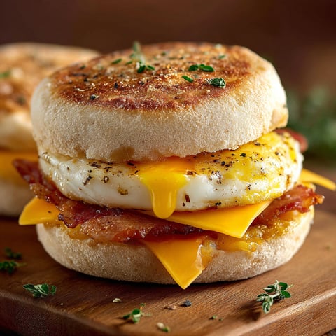 Une œuf McMuffin est composée d'œufs, de bacon et de fromage.