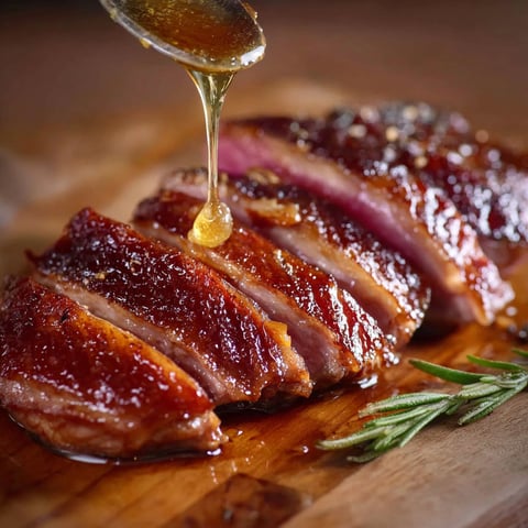 Magrets de canard avec sauce au miel.