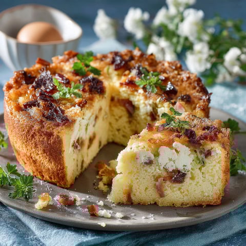 Une tranche de Gâteau Sucré est servie sur un plateau.