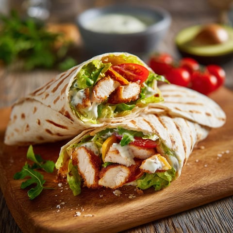 Une poignée de légumes et de viande dans un tortilla.