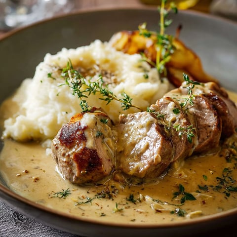Paupiettes de boeuf en sauce, accompagnées de pommes de terre et de légumes verts.