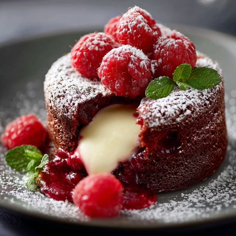 Un dessert Moelleux avec des fraises rouges et des gouttes de crème.