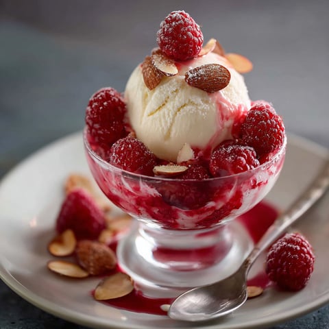 Dessert Glacé avec des fraises et des noix.