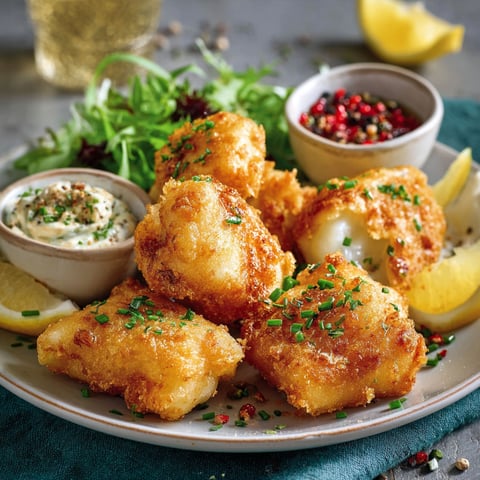 Beignets, a popular French dish, are served on a plate with a side of dipping sauce.