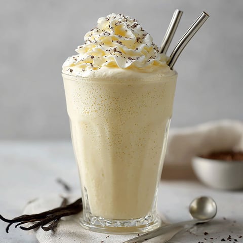 Un délicieux Milkshake au lait et aux flocons d'avoine, servie dans un verre à coupe.