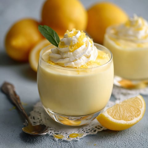Une tarte aux citrons est servie dans un verre.