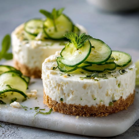 Deserts de fromage et de cucumber sur un plateau.