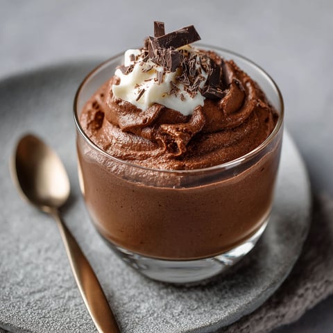 Une tasse de mousse chocolat avec des crumbles de chocolat sur le dessus.