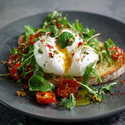 Une salade maison avec des tomates, des épinards et une burrata maison.
