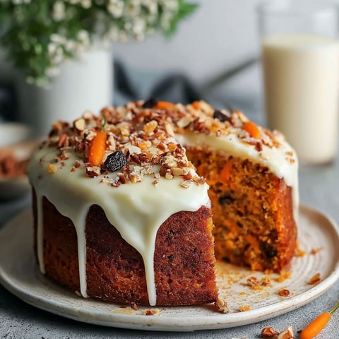 Un gâteau délicieux avec des caramelises et des noix, délicieusement saupoudré de crème.