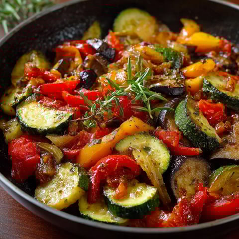 Une delicieuse ratatouille provençale est servie dans un bol en acier.