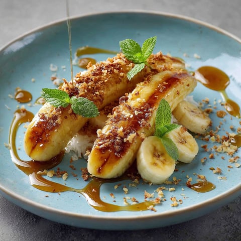Bananes sauceuse sur un plateau.