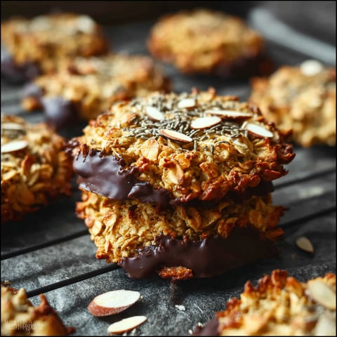 Biscuits aux flocons d'avoine, délicieux et croustillants, servis sur une plaque de métal.