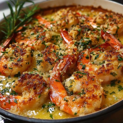 Crevettes Magiques au Four - Un plat de crevettes grillées avec des herbes et des épices, servies dans un bol noir.