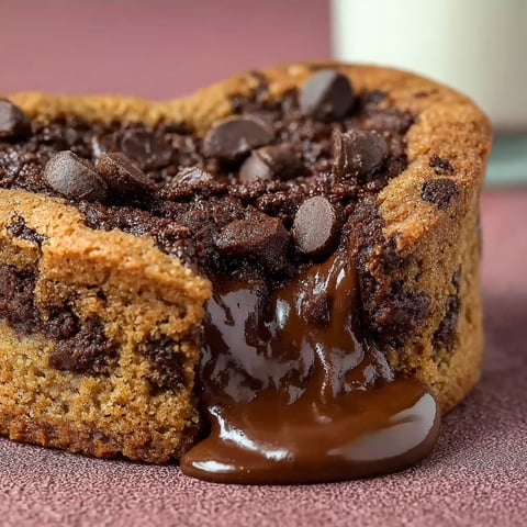 Un délicieux Maxi cookie coeur coulant, recette de chocolat et cookies, est présenté sur une table de travail.