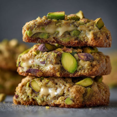 Les cookies à la pistache parfaits sont présentés sur une table.