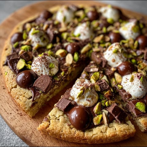 Une pizza à base de cookies et de chocolat au lait.