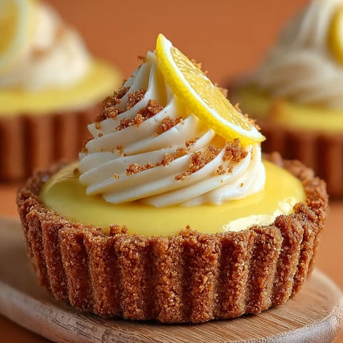Une tartelettes au citron sur croûte de spéculoos est servie sur un plateau.