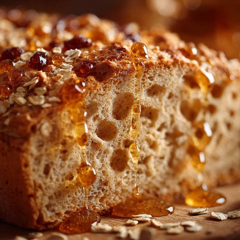 Une pâte de miel et des flocons d'avoine sont utilisés pour créer ce pain du matin délicieux.