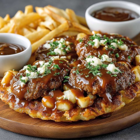 Une recette de burgers farcis saveur poutine croustillante.