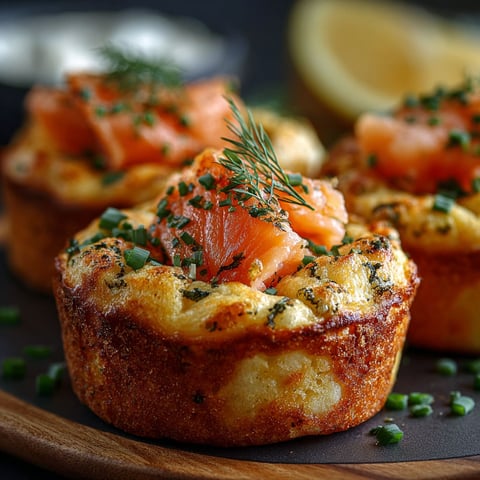 Muffins de saumon fumé avec ciboulette.