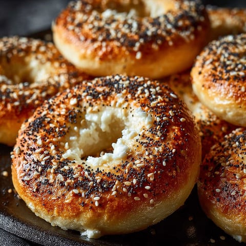 Une pile de bagels protéinés à la friteuse à air, prêts à être cuits.