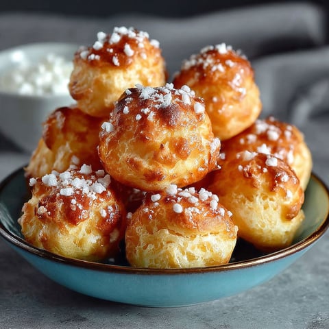 Une assiette de chouquettes au sucre perlé.