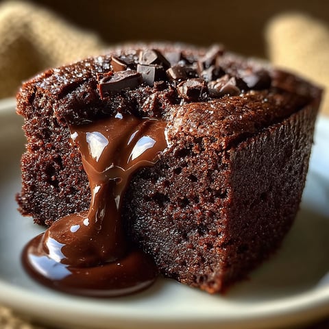 Une portion de Quatre-Quarts au Chocolat Moelleux et Fondant, avec une sauce chocolat fondu dessus.