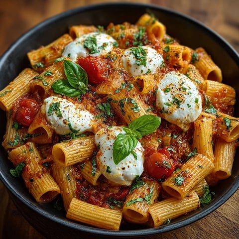 Rigatoni tomate et mozzarella - une recette savoureuse et délicieuse.