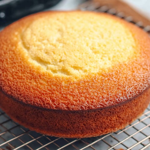 Une génoise nature ultra moelleuse, cuite dans un four à micro-ondes, est présentée sur un grill.