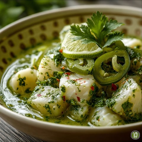 Un plat de poisson avec des herbes vertes et des limons.